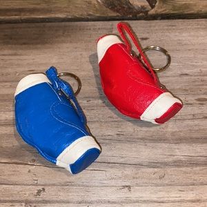 2 Classic 80s Mini Golf Bag zip-stash keychain. @ 3 1/2 in.